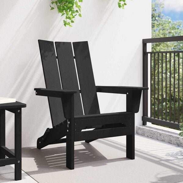 vidaXL Klappbarer Adirondack-Stuhl Schwarz 80,5 x 74,5 x 92 cm HDPE