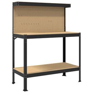 vidaXL Werkbank Schwarz 114 x 54 x 145 cm Sperrholz und Metall