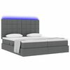 vidaXL Bett mit LED-Lichtleisten Dunkelgrau 200 x 200 cm Stoff
