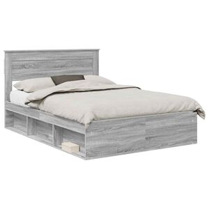 vidaXL Bettrahmen Uni Sonoma-Grau 150 x 200 cm Massives Kiefernholz