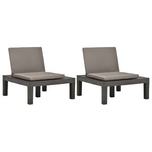 vidaXL Gartenst&uuml;hle mit Auflagen 2 Stk. Kunststoff Anthrazit