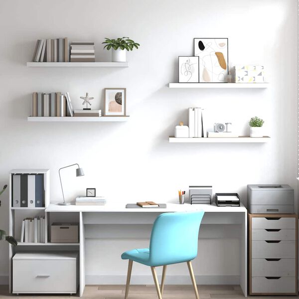 vidaXL Schweberegale 4 Stk. Eichen-Optik und Wei&szlig; 80x23,5x3,8 cm MDF