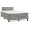 vidaXL Boxspringbett mit Matratze & LED Hellgrau 120x190 cm Samt