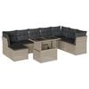 vidaXL 9-tlg. Garten-Sofagarnitur mit Kissen Hellgrau Poly Rattan