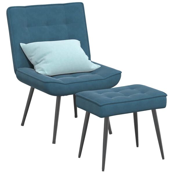 vidaXL Relaxsessel mit Hocker Blau Samt