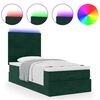 vidaXL Ottoman-Bett mit Matratzen & LEDs Dunkelgr&uuml;n 100x200 cm Samt