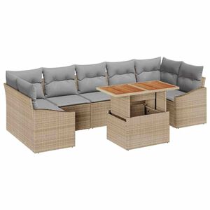 vidaXL Garten-Sofa-Set mit Kissen 8 pcs Beige und Hellgrau