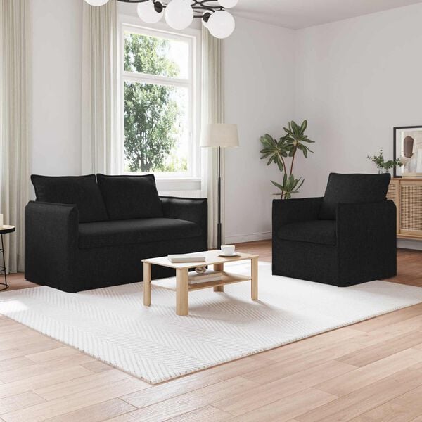 vidaXL Sofa 2 pcs Schwarz