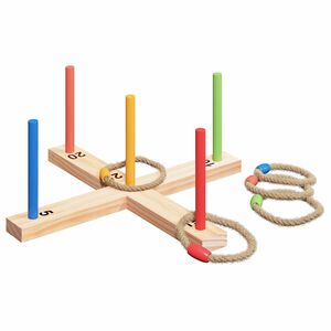 vidaXL Ringwurfspielset Mehrfarbig 41 x 41 x 16 cm Massivholz Kiefer