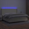 vidaXL Boxspringbett mit Matratze & LED Creme 200x200 cm Kunstleder