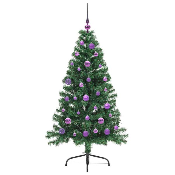 vidaXL K&uuml;nstlicher vorbeleuchteter Weihnachtsbaum Gr&uuml;n 150 cm PVC