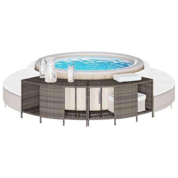 vidaXL Outdoor-Regale f&uuml;r Whirlpool 2 Stk. Grau Poly Rattan