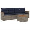 vidaXL 5-teiliges Gartensofa-Set mit Kissen, grau, Polyrattan