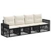 vidaXL Gartensofa-set 4 Stk. Schwarz und Cremewei&szlig; Poly-Rattan