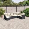 vidaXL 8-tlg. Garten-Sofagarnitur mit Kissen Schwarz Poly Rattan
