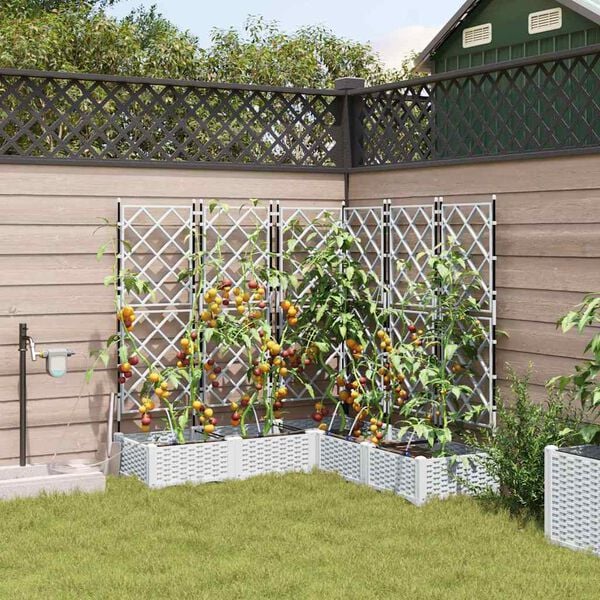 vidaXL Garten-Pflanzgef&auml;&szlig; 5 pcs Wei&szlig; Stahl