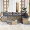 vidaXL Gartensofa-set mit Kissen 9 pcs Beige Poly-Rattan