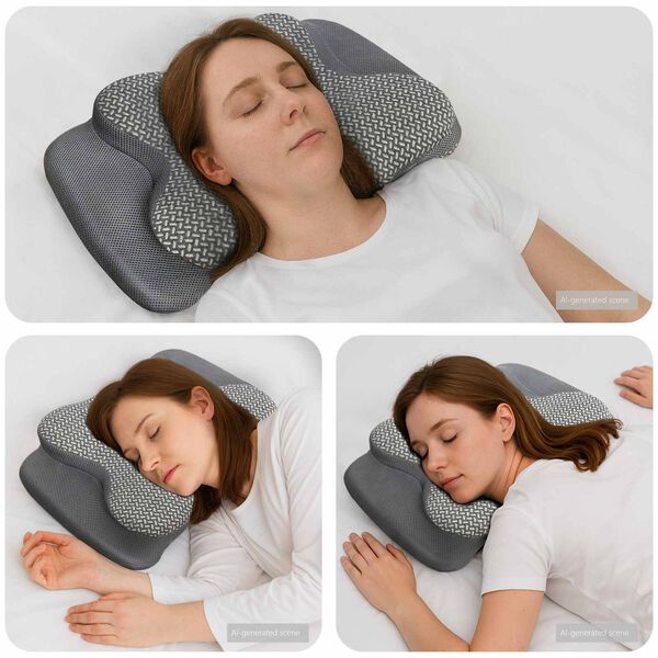 vidaXL Nackenkissen Grau Viscoschaum 58 x 38 x 12 cm