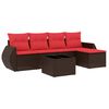 vidaXL 6-teiliges Gartensofa-Set mit Kissen, braun, Polyrattan