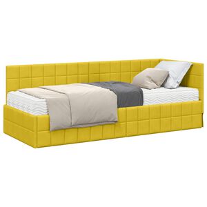 vidaXL Eckbettgestell mit Matratze mit Kopfteil 2 pcs Gelb Samt