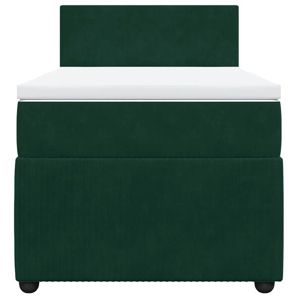 vidaXL Boxspringbett mit Matratze Dunkelgr&uuml;n 90x200 cm Samt