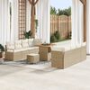 vidaXL Garten-Sofa-Set mit Kissen 11 pcs Beige Poly Rattan