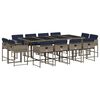 vidaXL 13-teiliges Garten-Ess-Set mit Kissen, grau, Polyrattan