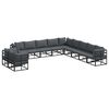 vidaXL Garten-Sofa-Set mit Kissen Schwarz Aluminium