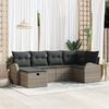 vidaXL Garten-Sofa-Set mit Kissen mit Speicher 6 pcs Grau Poly Rattan