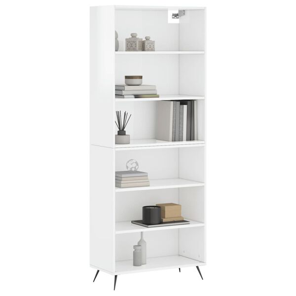 vidaXL Highboard Hochglanz-Wei&szlig; 69,5x32,5x180 cm Holzwerkstoff