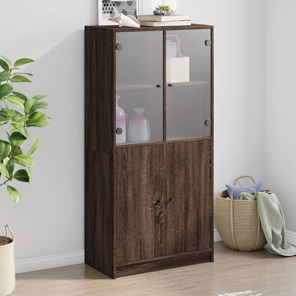 vidaXL Highboard mit T&uuml;ren Braun Eiche-Optik 68x37x142cm Holzwerkstoff