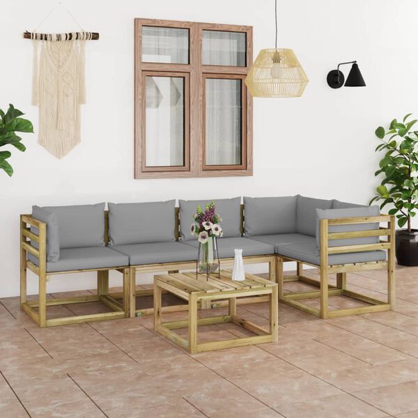vidaXL 6-tlg. Garten-Lounge-Set mit Kissen Kiefernholz Impr&auml;gniert