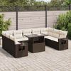 vidaXL 10-tlg. Garten-Sofagarnitur mit Kissen Braun Poly Rattan