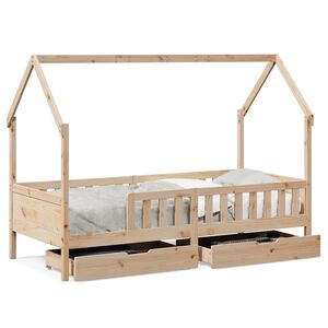 vidaXL Kinderbett mit Schubladen 90x190 cm Massivholz Kiefer