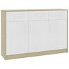 vidaXL Sideboard Wei&szlig; Sonoma-Eiche 110x30x75 cm Holzwerkstoff