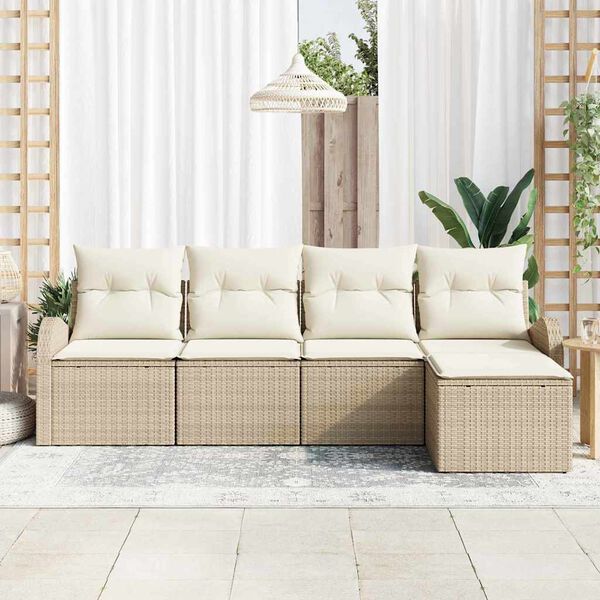 vidaXL Gartensofa-set Beige Poly-Rattan