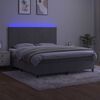 vidaXL Boxspringbett mit Matratze & LED Hellgrau 160x200 cm Samt
