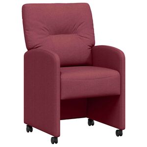 vidaXL Esszimmerst&uuml;hle mit Rollen 2 pcs Weinrot 57 x 67 x 95 cm Stoff