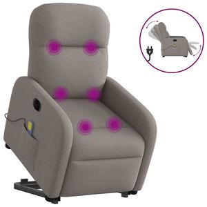 vidaXL Elektrischer Massagesessel mit Aufstehhilfe Taupe Stoff
