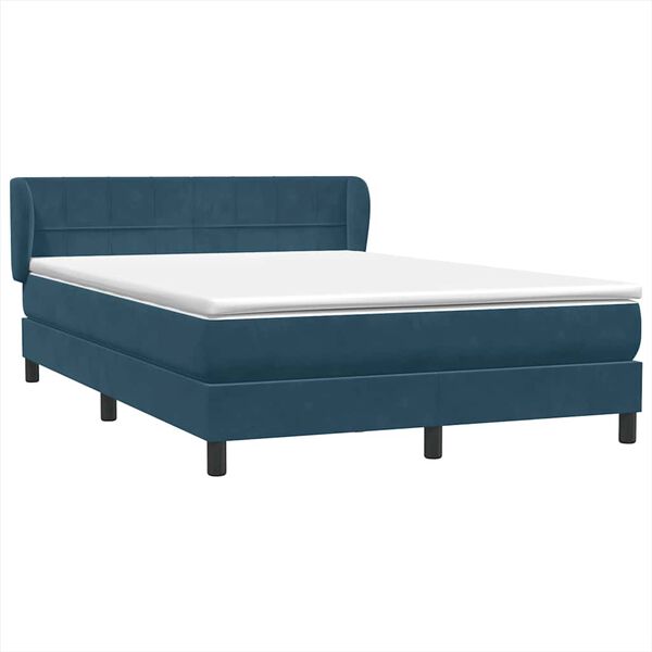 vidaXL Boxspringbett mit Matratze Dunkelblau 160x210 cm Samt