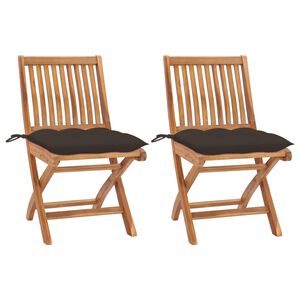vidaXL Gartenst&uuml;hle 2 Stk. mit Taupe Kissen Massivholz Teak