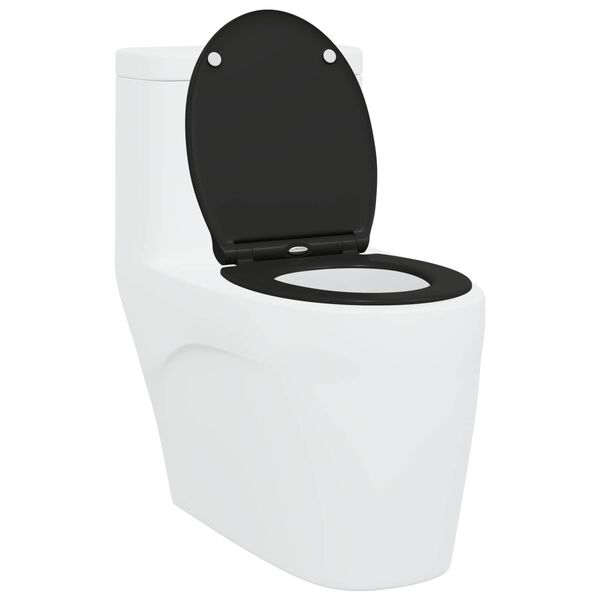 vidaXL Toilettensitz Schwarz 45,5 x 37,5 x 3,8 cm Duroplast
