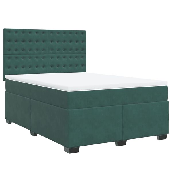 vidaXL Boxspringbett mit Matratze Dunkelgr&uuml;n 140x190 cm Samt