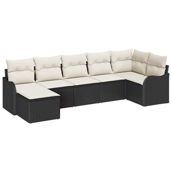 vidaXL Gartensofa-set Schwarz Poly-Rattan