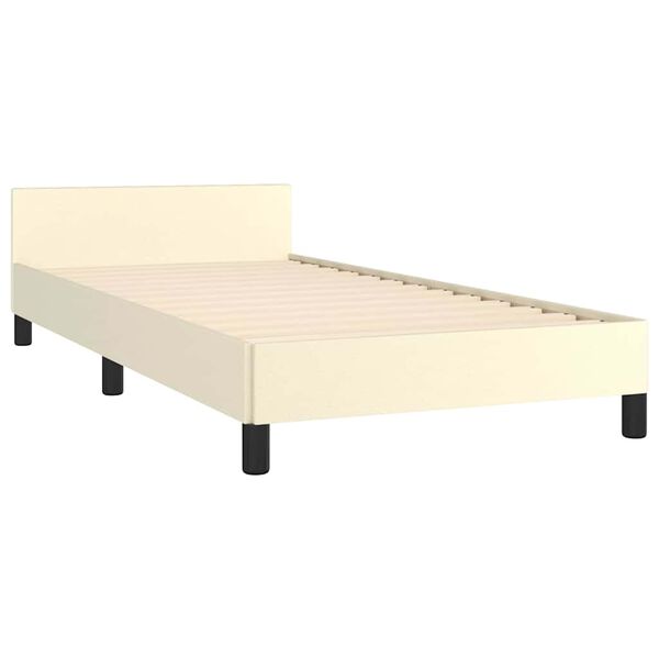 vidaXL Bettgestell mit Kopfteil ohne Matratze Creme 90x190 cm