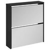 vidaXL Schuhschrank mit Spiegel 2 F&auml;cher Schwarz 63x17x67 cm