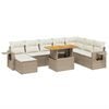 vidaXL 9-tlg. Garten-Sofagarnitur mit Kissen Beige Poly Rattan