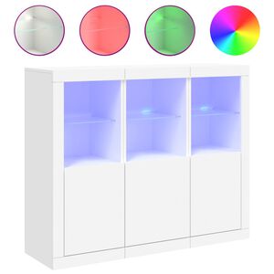 vidaXL Sideboards mit LED-Leuchten 3 Stk. Wei&szlig; Holzwerkstoff