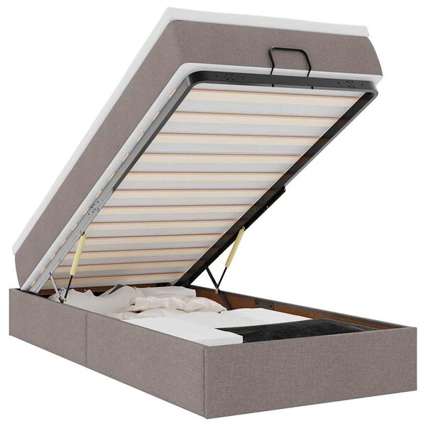 vidaXL Ottoman-Bett mit Matratze Taupe 100x200 cm Stoff