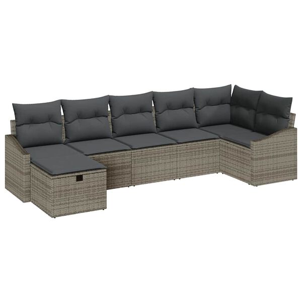 vidaXL Garten-Sofa-Set 7 pcs Grau 55 x 62 x 69 cm Poly Rattan